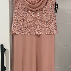 Elegant Pink Lace Overlay Dress